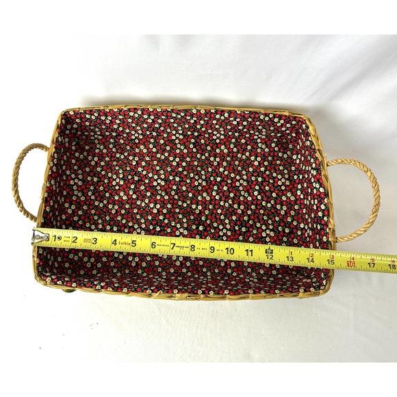 Vintage Floral Woven Basket Picnic Outdoor Entertaining Cheery Summer Theme - Picture 9 of 11